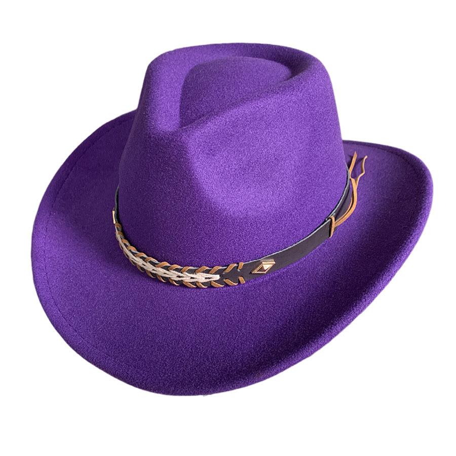 

Ретро-джазовая шляпа, британская универсальная ковбойская шляпа для вечеринок и улиц, мужской и женский цилиндр в стиле вестерн M(56-58cm) фиолетовый