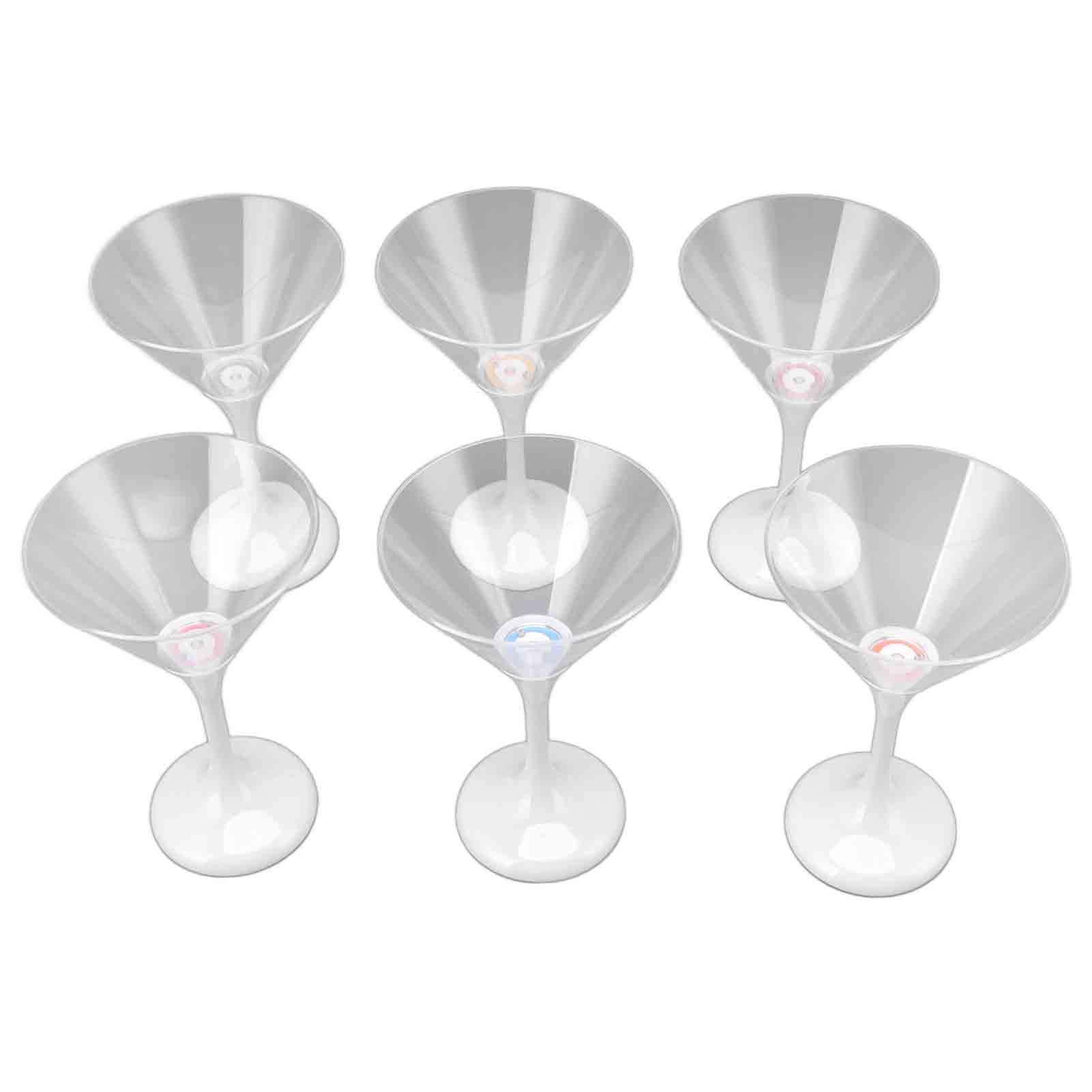 Konnwei Light 6Pcs Led Up Flashing Plastic Martini Glasses 210Ml Led Cocktail Glasses With Stem Party Prop Glow Cup