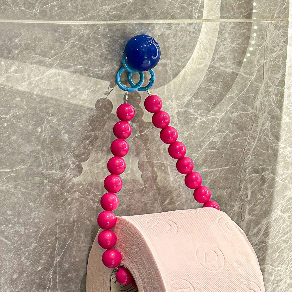 

Dopamine Beaded Tissue Holder Wall-Mounted Multifunctional Paper Hanger Rack Punch-Free Paper Storage Organizer Home Decoration розы красного