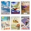 Zell Am See Austria ST MORITZ Svizzera Valle dell'Engadina Sci Walter Herdeg Vintage Viaggio Metallo Ferro Latta Segno Poster