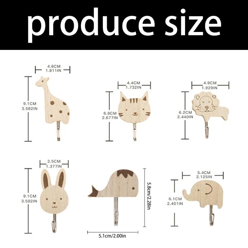 Kids Room Wood Animal Hook Decorative Wall Mount Hangers for Clothing Hats School Bags