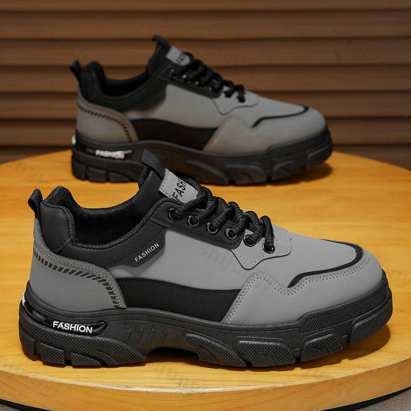 Men Outdoor Work Shoes 2026 Autumn Winter New Waterproof Non Slip Platform Sneakers Fashion Vintage Height Increase Casual Shoes