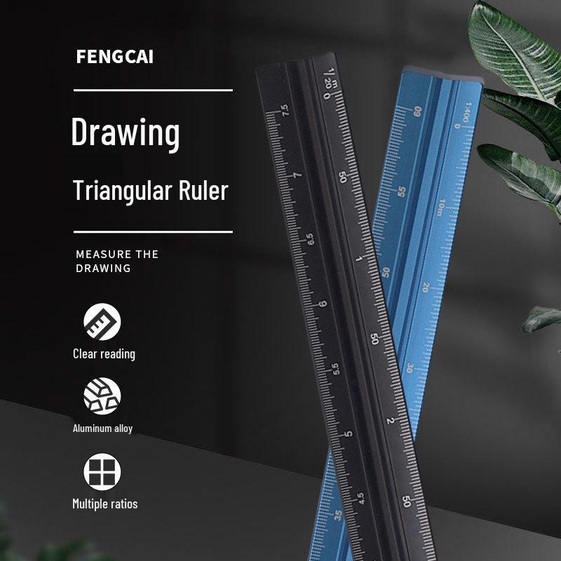Imperial & Metric Tri-Edge Architectural Scale Ruler with Laser Engraving Large Imperial Scale