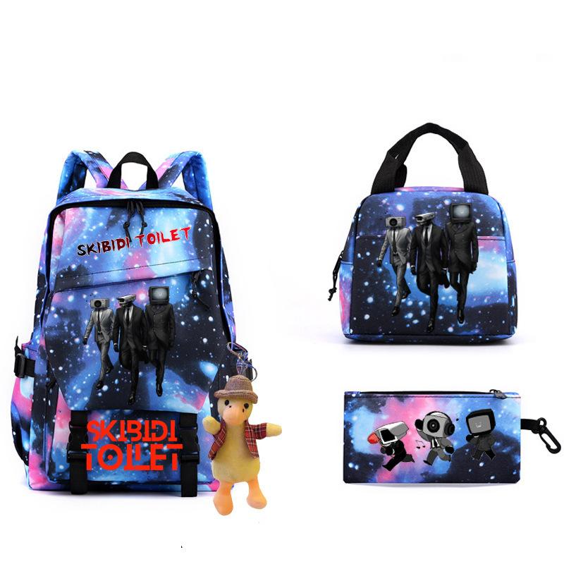 New Skibidi Toilet Man Spoof School Bag Elementary School Backpack Satchel Pencil Case