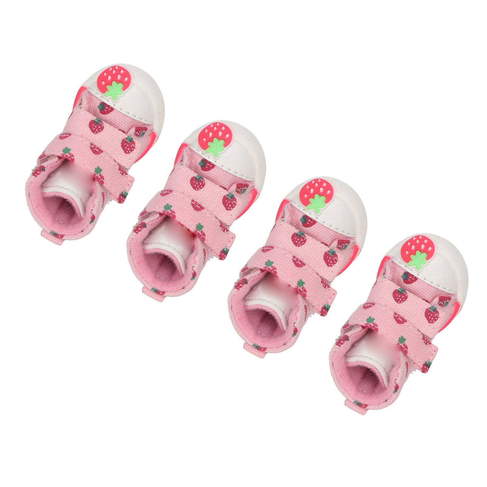 Hondenschoenen Antislip Ademend Leuke Aardbei Hondenschoenen voor Kleine Honden Teddy Bichon Pomeriaan