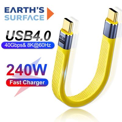 240W USB 4.0 Gen3 40Gbps FPC kabelis PD3.1 Type C greito įkrovimo kabelis USB C į Type C duomenų laidas skirtas iPhone 16 15 Pro Max Xiaomi 14