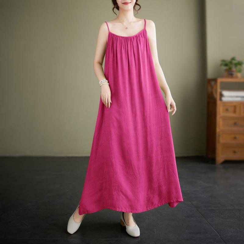 Sleeveless Strap Plus Size Vintage New In Dresses For Women Casual Loose Long Summer Dress