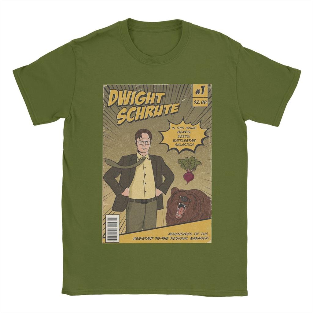 Erkek Tişört Dwight Schrute Çizgi Romanlar Vintage Pamuklu Tişört Kısa Kollu The Office TV Dizisi Tişörtleri O Yaka Giyim Grafik