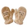 Sweet Winter Girls Women Cartoon Bear Gloves Plush Gloves Warm Mittens Full Finger