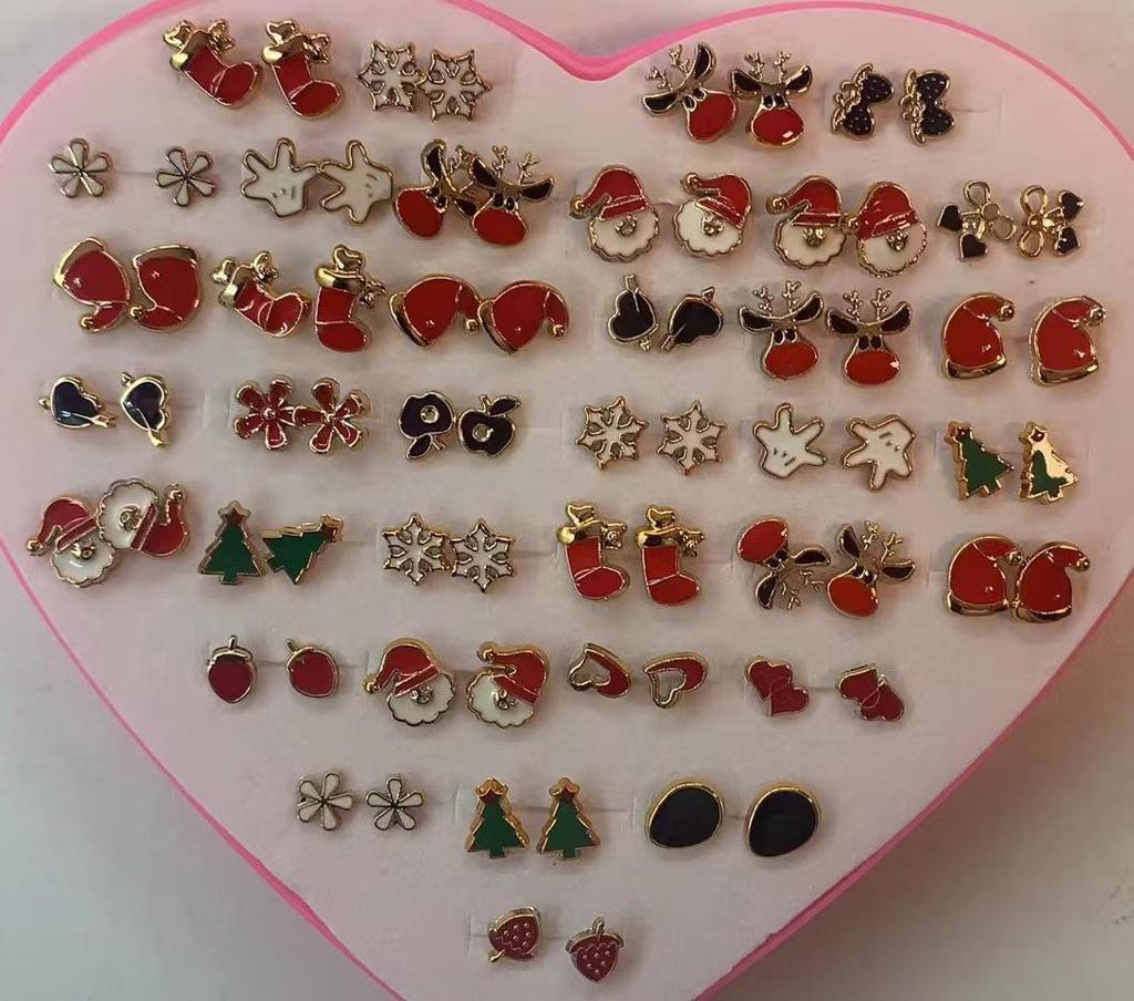 Korean Style 36-Pair Boxed Plastic Stud Earrings Set - Simple Internet Celebrity Birthday Gift