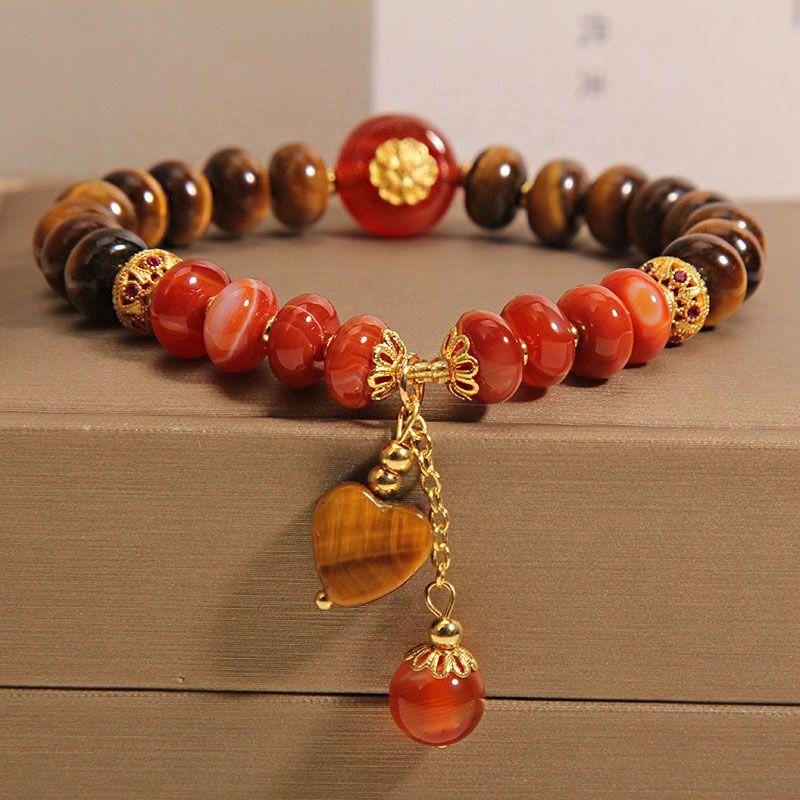 

Браслет с натуральным агатом и кристаллами, женский браслет с подвеской в ​​стиле ретро, ​​женский браслет