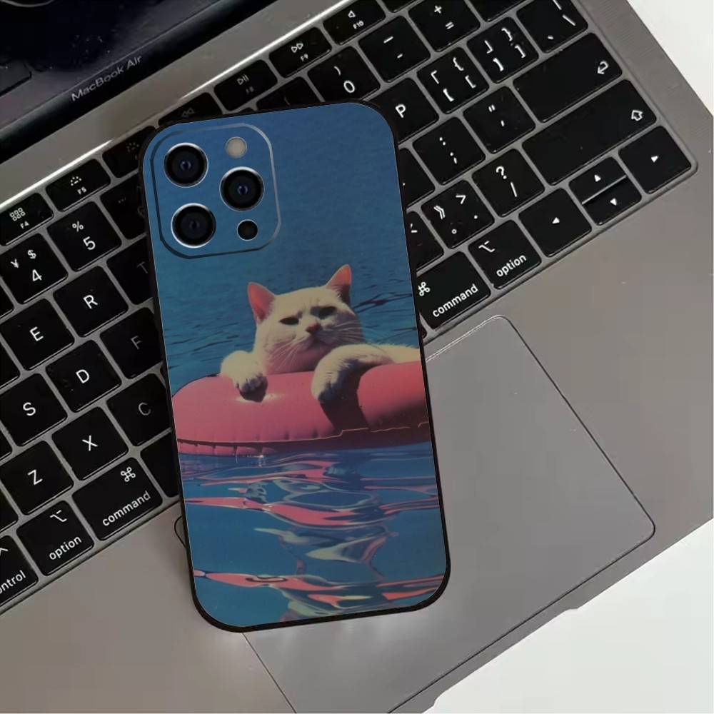 Pet Cat Funny memes Phone Case For iPhone 17,16,15,14,13,12,11 Plus,Pro Max,XS,Soft Silicone Black Cover iPhone17PRO