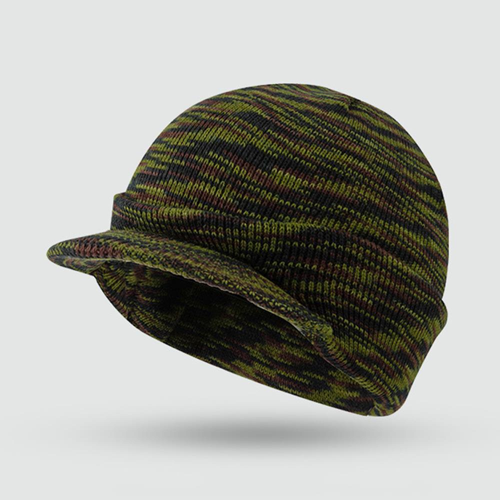 Effen Kleur Petten met Korte Rand Legerstijl Gebreide Petten Petten Herfst Winter Veelzijdige Warme Petten Mode Breien Heren Petten