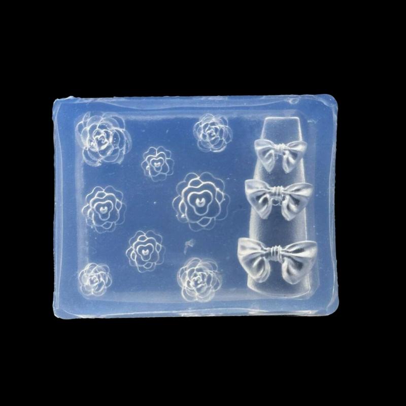 Nail Decoration Template, 3D Silicone Mold for Carving Bows, Flowers, Butterflies and Roses, DIY Manicure Toolkit