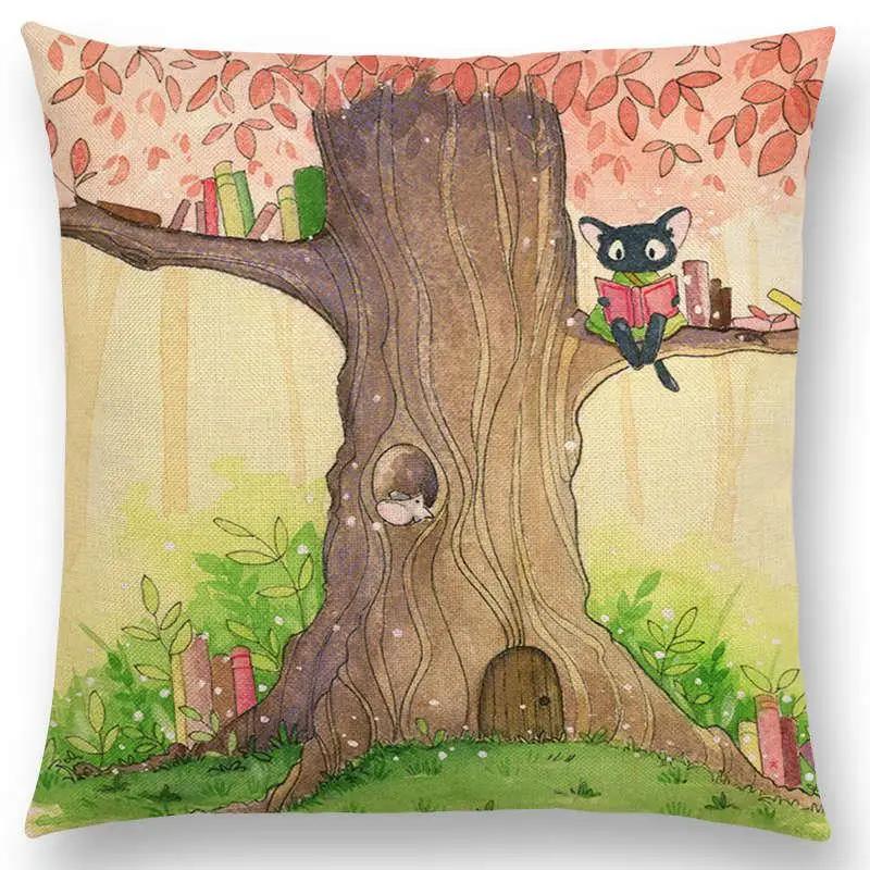 Newest Cute Cartoon Sofa Pillow Cover Black and White Cat Funny Fox Cushion Cover Throw pillowcase