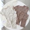 Ice Silk Girls' Floral Summer Pajama Set - Short Sleeve Top & Shorts