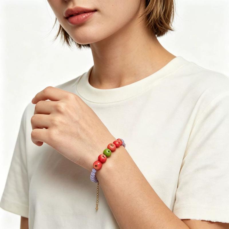 3D Fruit Beaded Bracelet Hypoallergenic Resin Hand Chain for Women Summer Seaside Trip Jewelry Accessories