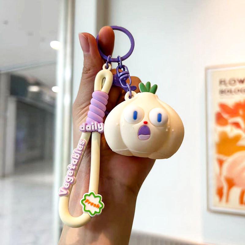 

Пищащий Милый Мультяшный Овощной Брелок Силиконовый Аксессуар Идеально Подходит Для Рюкзаков Машин И Garlic