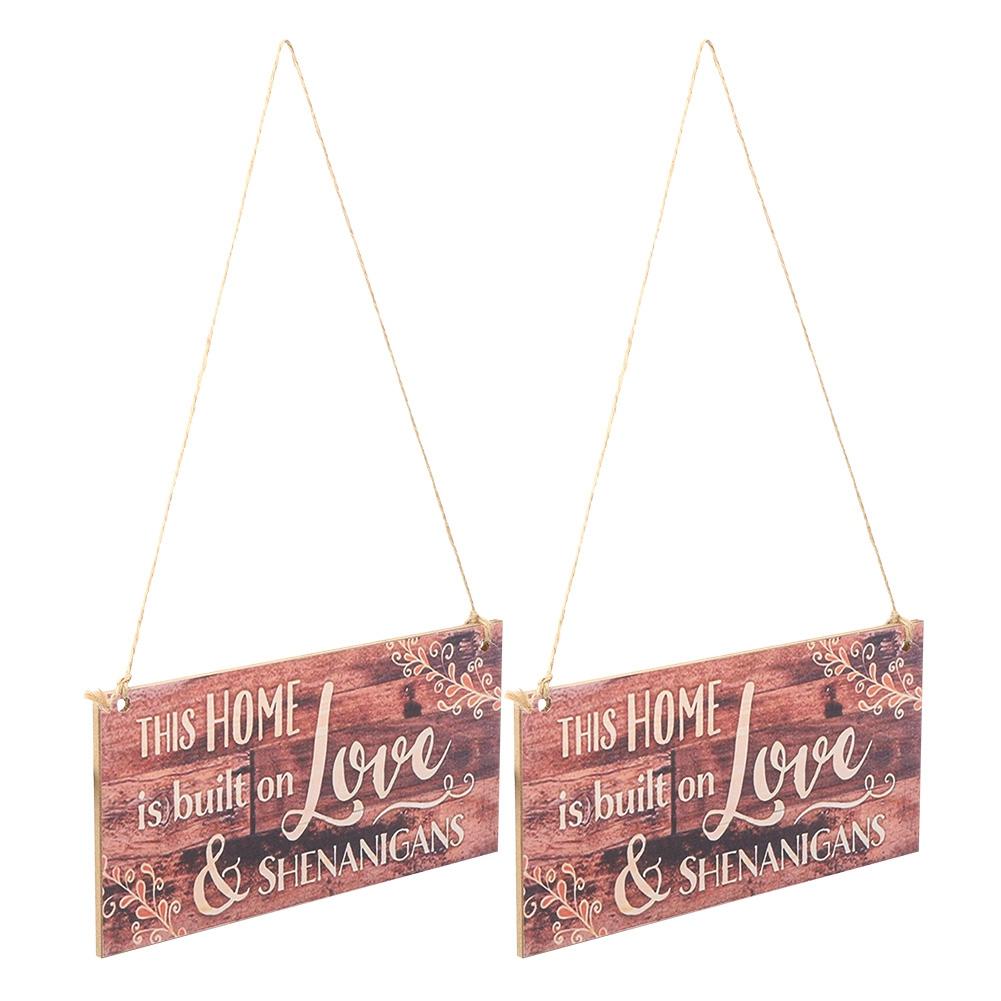 2 Stück Holz Hängeplakette Willkommen Hängeschild Tür Fenster Wand DIY Dekoration