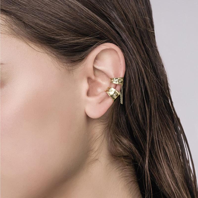 Round Ring Full of Diamonds Ear Clip Type Earrings Without Ear Holes Female Niche Earring Senior Sense of Fashion Ear Bone Clip Festive Gift for Women