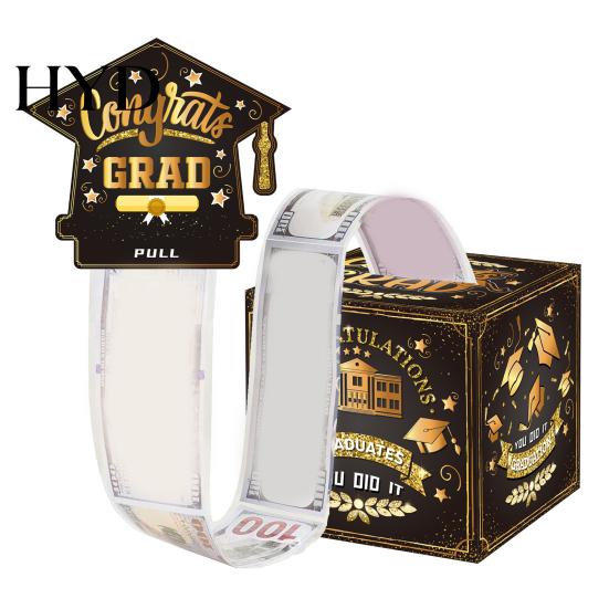 Graduation Money Box 2026 for Cash Gift Pull, Congrats Grad Surprise Holder Idea with Pull Out Card, Class of Party Supplies Themed A