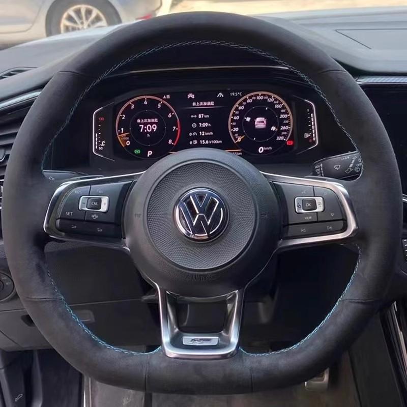 Braid Genuine Leather Car Steering Wheel Cover  for Volkswagen VW Golf R MK7 Golf 7 GTI VW Polo Scirocco 14-16 DIY Car Interior