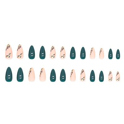 24 Stück künstliche Fingernägel, kurz, quadratisch, mit niedlichen, glänzenden Designs, ideal für Halloween. Inklusive 2 ml Kleber.