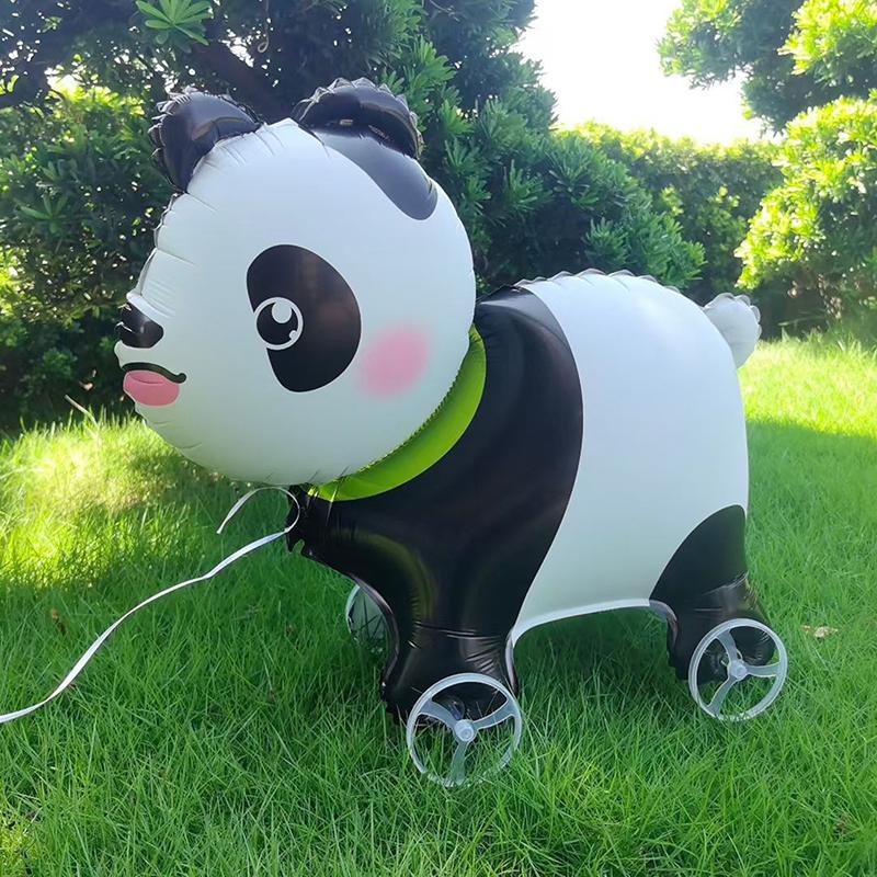 4D Cartoon Foil Balloons Elephant Stand Walking Balloon With Wheel For Kids Birthday Party Decoration Baby Shower