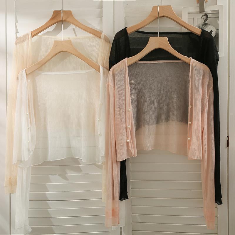 

Women s Sheer Long-Sleeve Sun Protection Shirt - Versatile Fashion Shawl One Size
