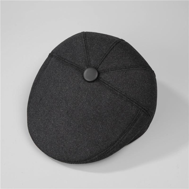 Hat Men's Autumn and Winter Grandpa Ear Protection Warm Plush Forward Cap