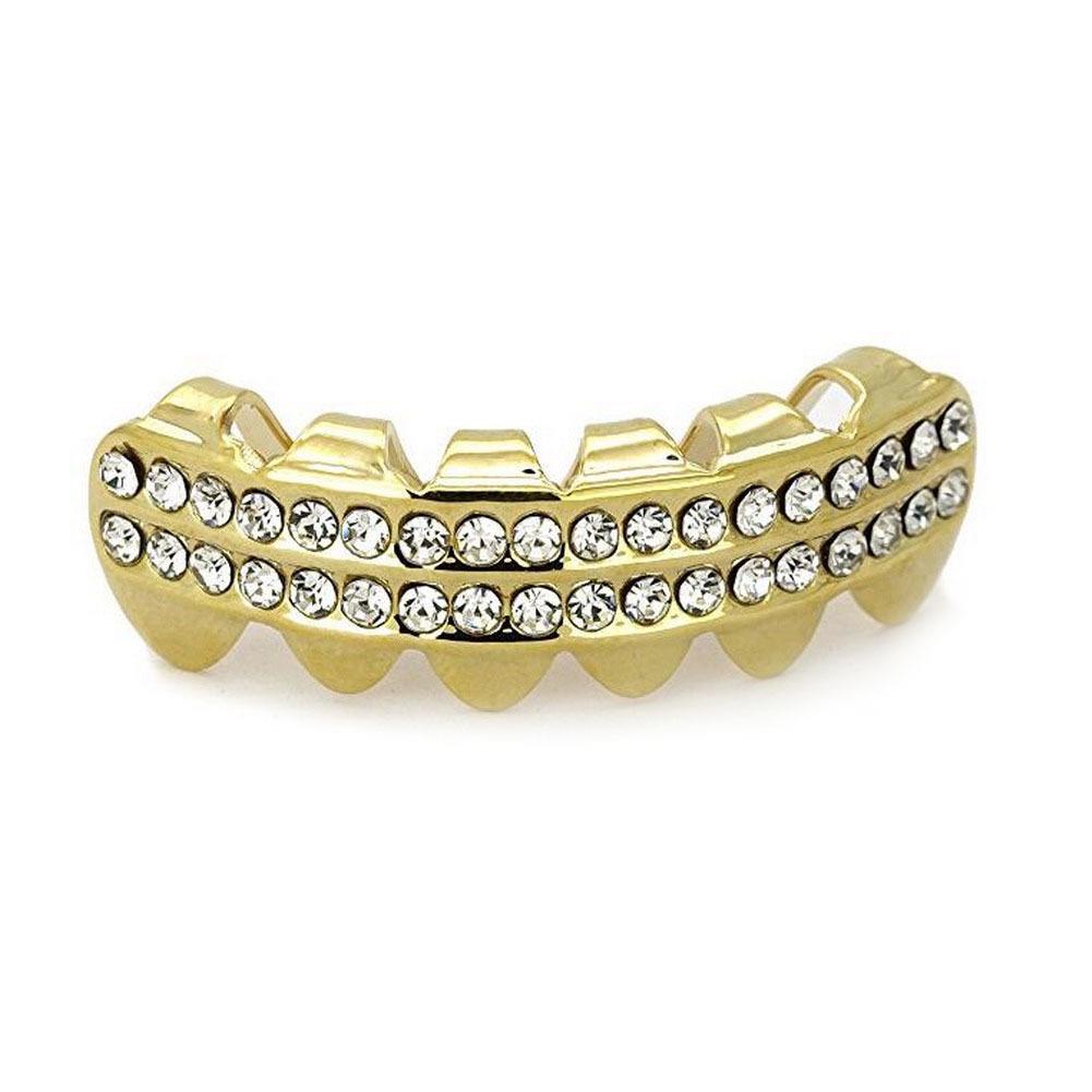 TEMU Vergoldete mit Diamanten besetzte Grillz Hip-Hop Zahnschmuck