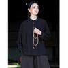 Women's Cotton Linen Zen Meditation Suit with Frog Button Shirt