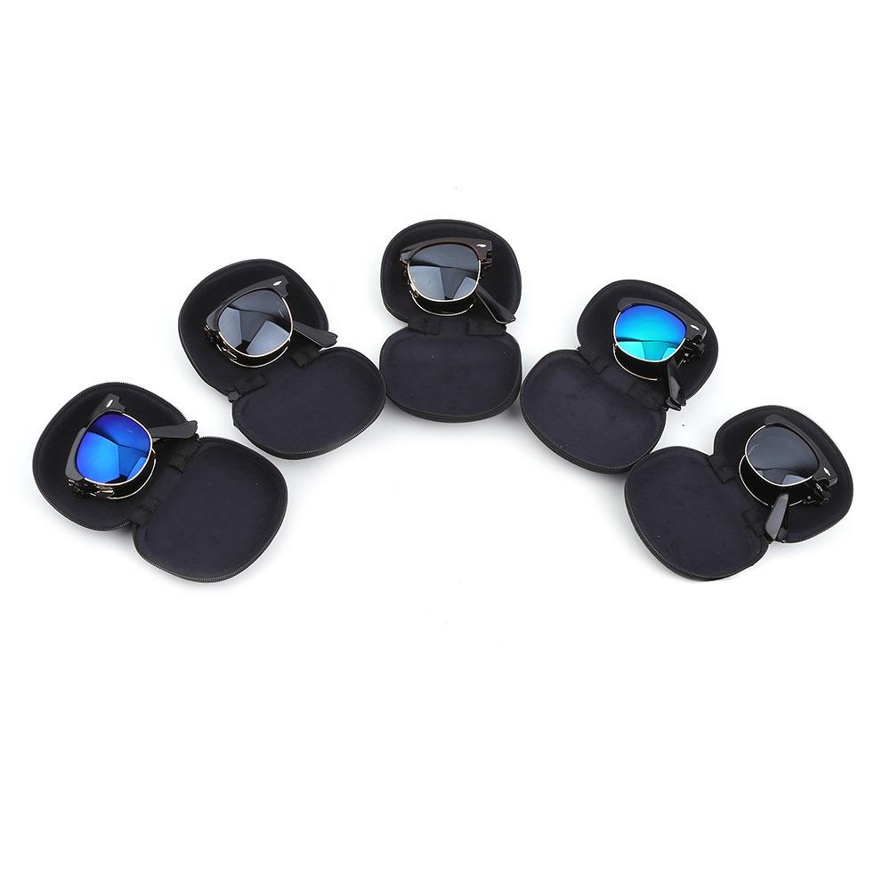 Classic Half Frame Polarized Sunglasses with Case Men Women Retro Rivet Small Sun Glasses Popular Foldable Travel Shades