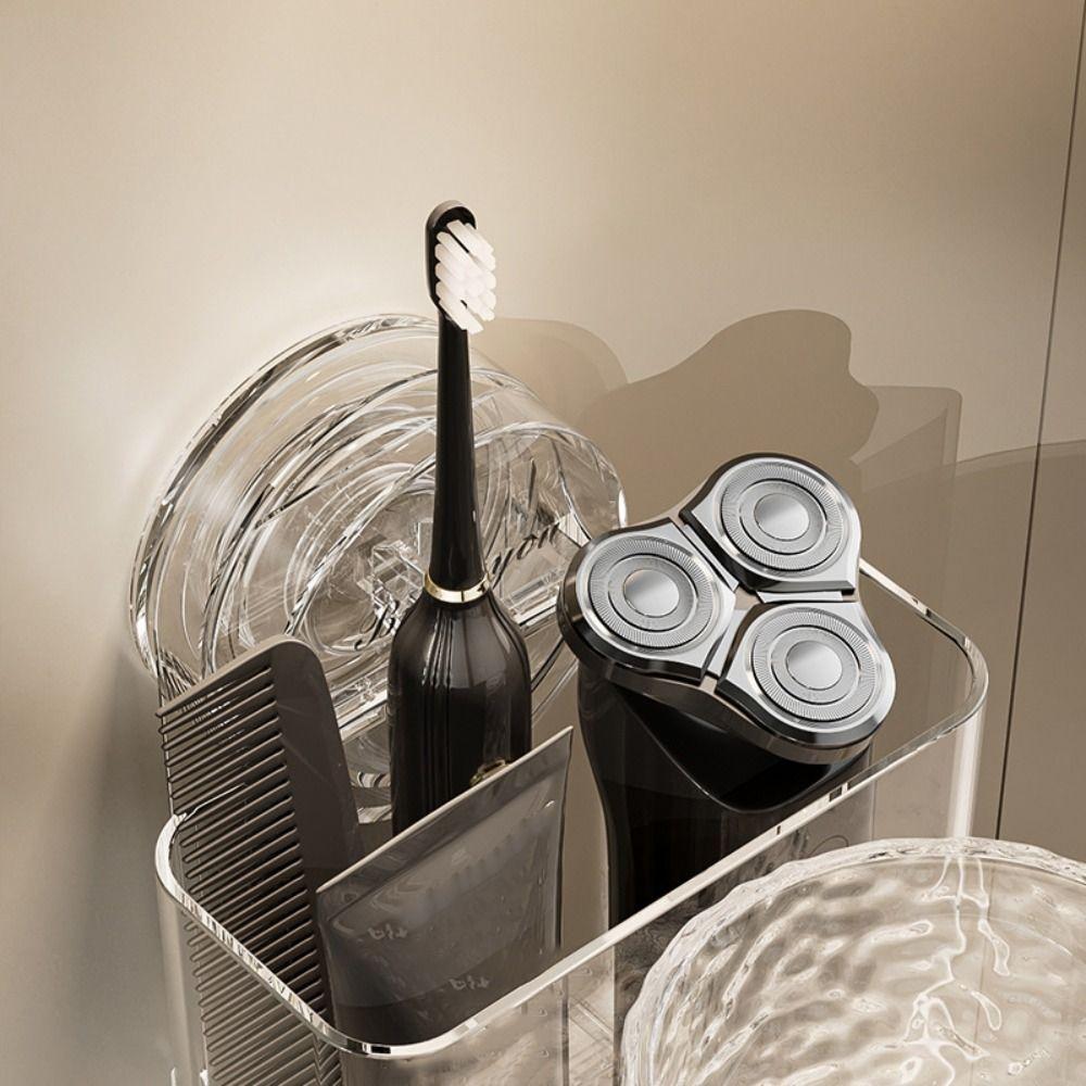 Quick-Drain Toothpaste Storage Rack Wall Mounted Toothbrush Dispenser with Cup  Home Use