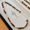 Vintage Maillard High Quality Natural Tiger'S Eye Stone Artificial Crystal Pearl Necklace Clavicle Chain