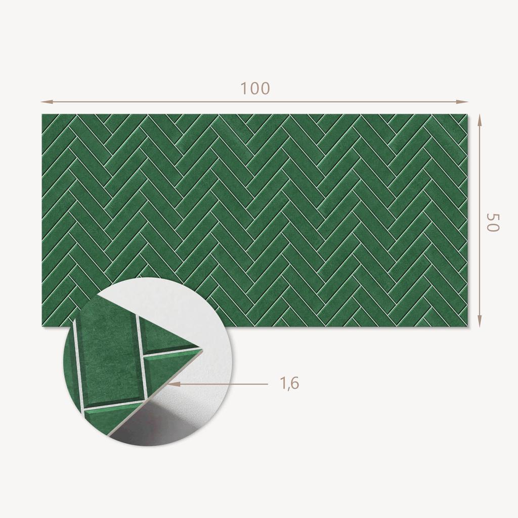 Self-Adhesive Vinyl Panel - Decoration With Print 100x50 Cm Herringbone Pattern On Tiles