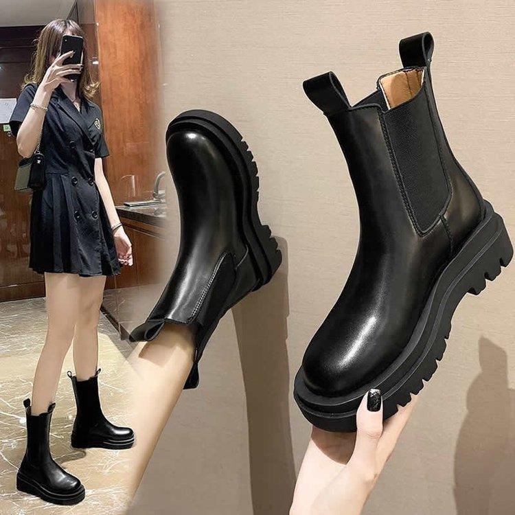 Short boots for women with increased height inside 2025 new spring and autumn versatile super chimney short boots