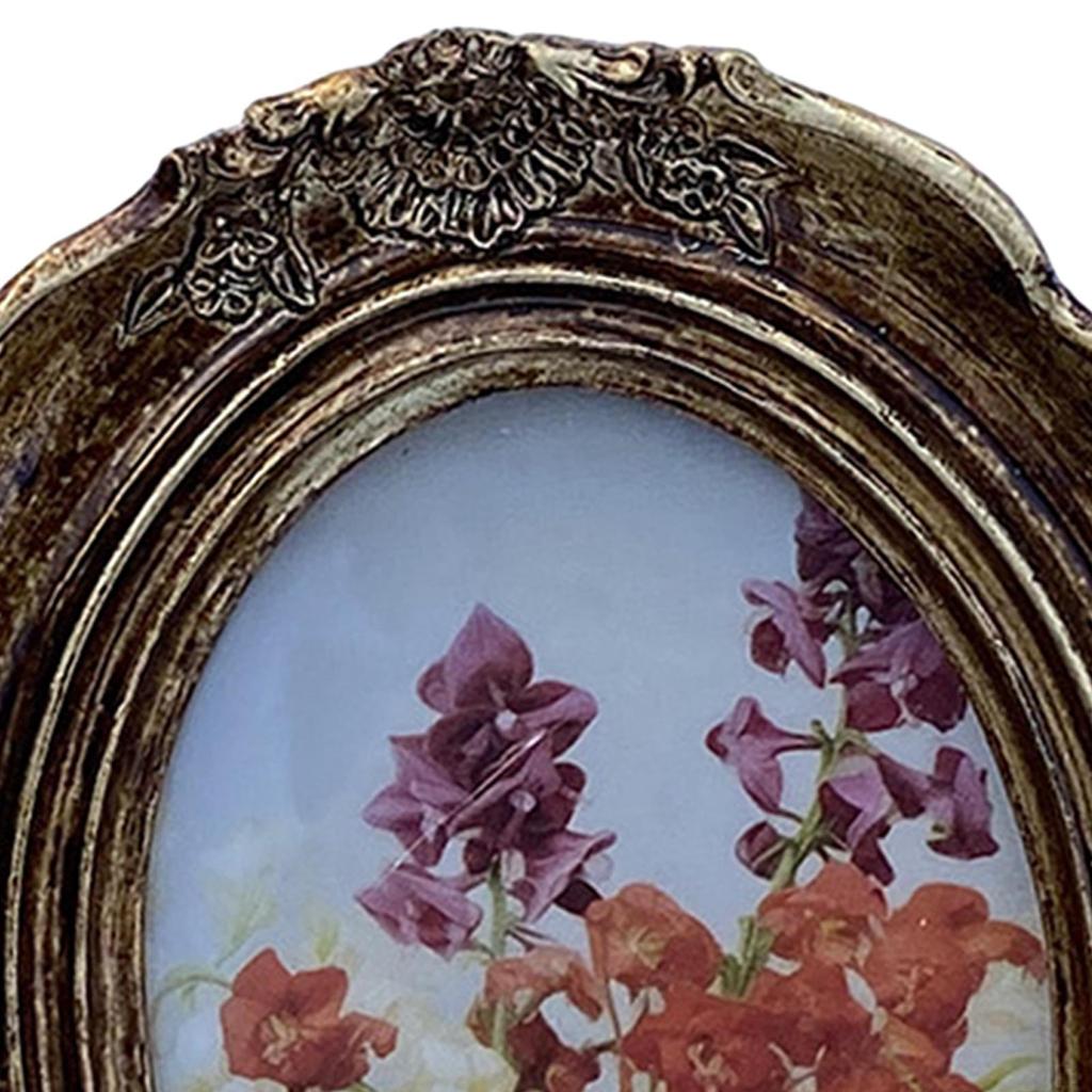 Oval Photo Frame 4x5inch Gallery Art Hand Painted Home Decoration Retro Styled for