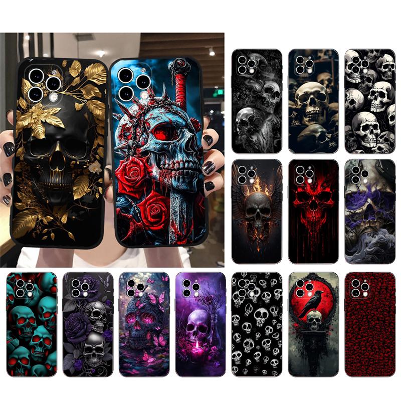 Phone Case Carcasa Funda For iPhone 17 Pro Max Air 16 15 14 13 Pro Max 15 16 Pro 15Plus Skull Case