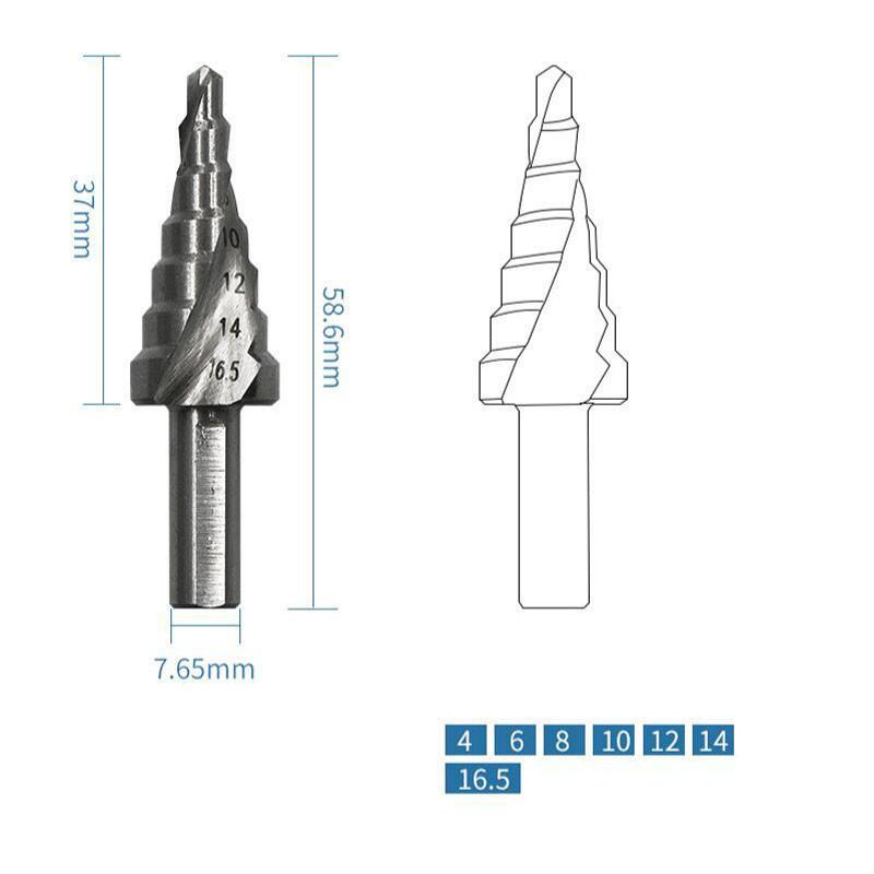 Bit Burghiu Treaptă HSS 4-16.5mm Pentru Lemn Metal Tăietor Găuri Unelte de Găurit Bit Burghiu Miez cu Canelură Spirală