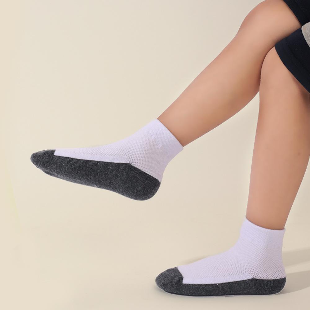 Cotton Mid-Calf Student Socks: Antibacterial, Anti-Pilling, Odor-Proof, Seamless, High-Elasticity, Color-Block Sports Socks.