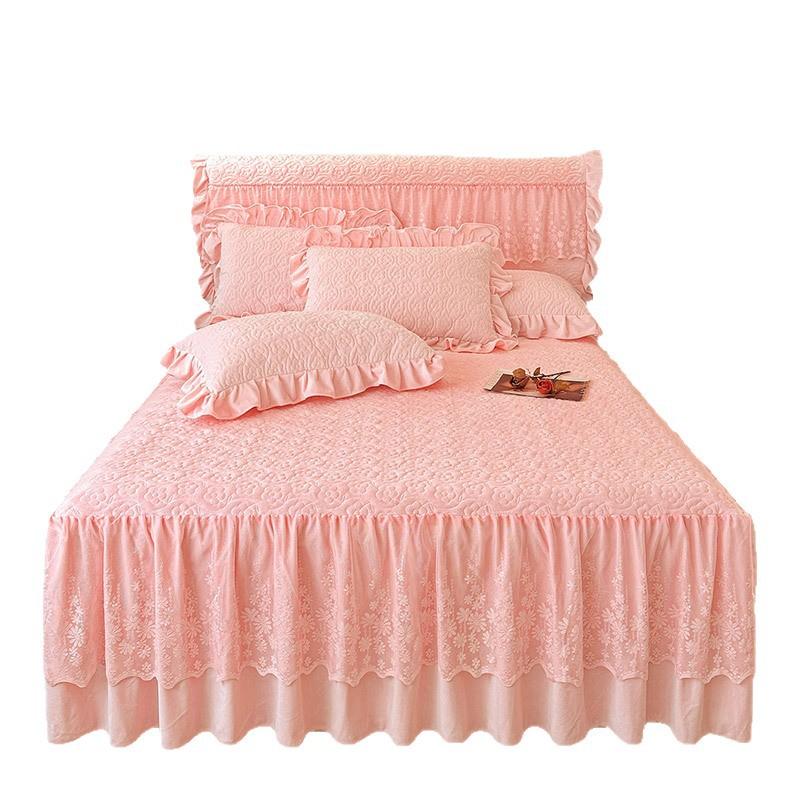 Baby Fleece Padded Bed Skirt Single Piece Winter Fleece Thickened Non-Slip Household Bed Cover Three-Piece Bedspread Universal In All Seasons