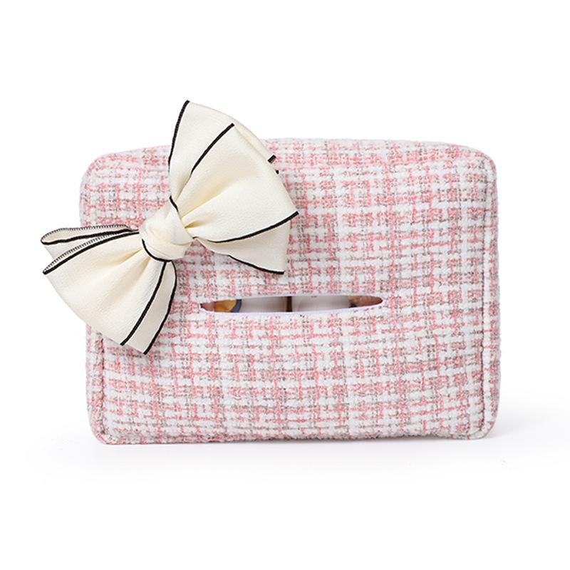 Hanging Car Tissue Box with Floral Bow, Stylish & Elegant for Women