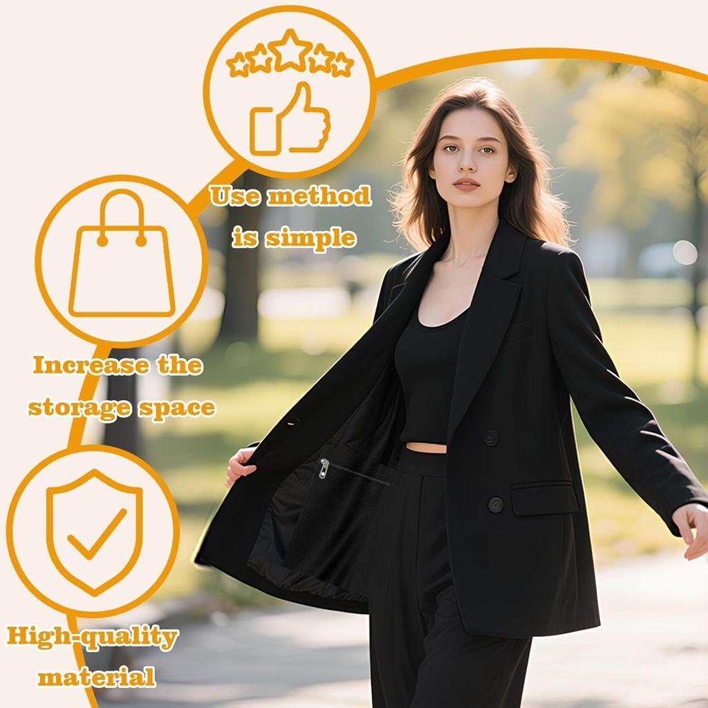 Inside Zipper Coats Pocket Canvas Sewing Accessories for Clothes Hidden Travel Wallet for Jackets and Outerwear