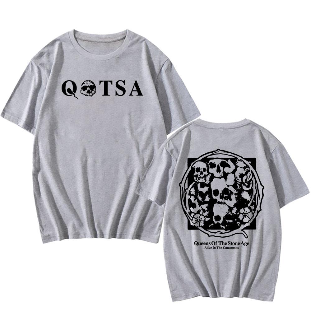 

Футболка Alive in The Catacombs QUEENS OF THE STONE AGE QOTSA Футболки Рок-группа Гранж Мода Футболка Лето Хлопок Мужские Футболки Топ M