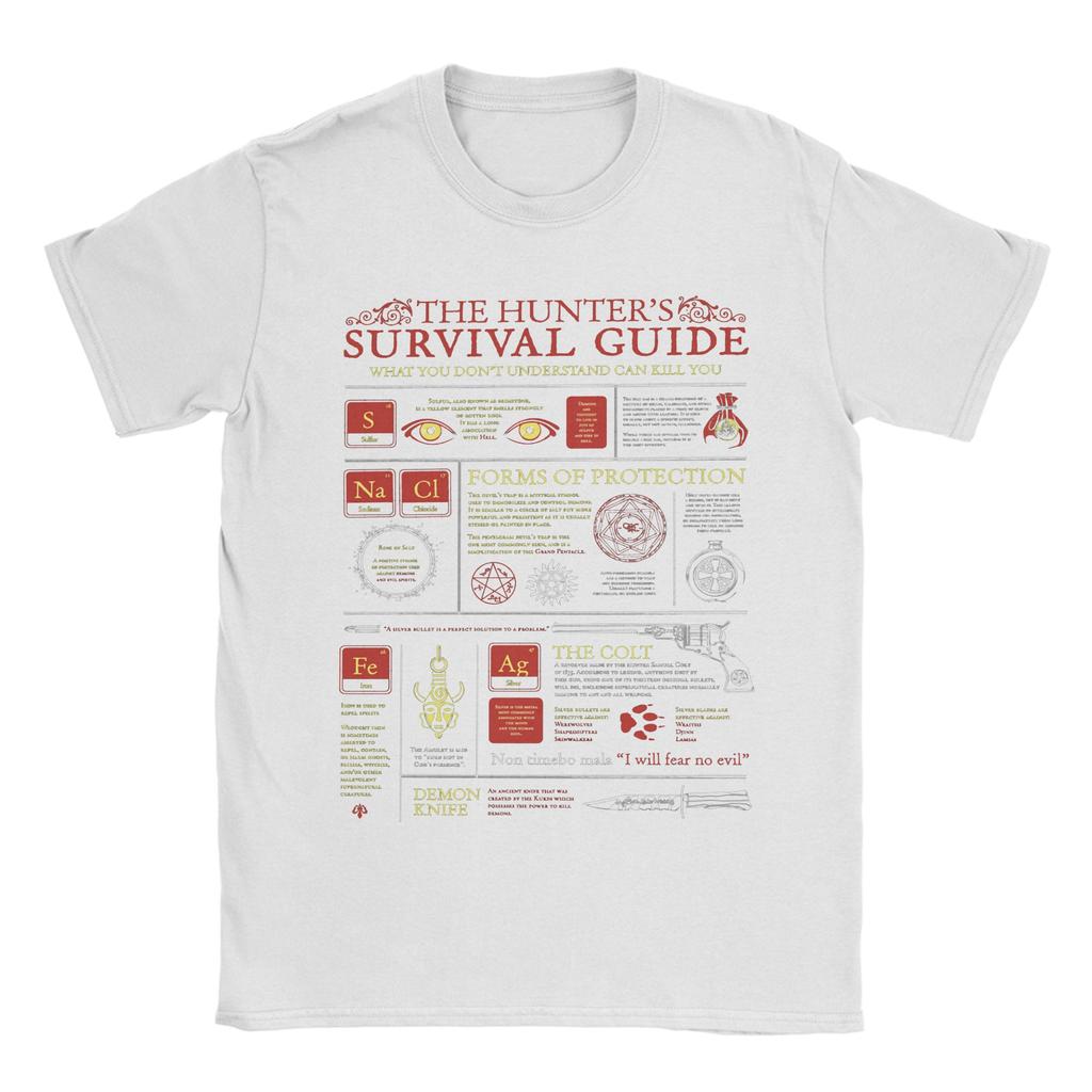 The Hunters Survival Guide T Shirts Pure Cotton Funny T-Shirts Round Collar Supernatural Tees Short Sleeve Tops New Arrival