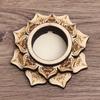 Wood Crafts Lotus Pattern Crystal Carving Wooden Ornaments Crystal Ball Base Meditation Decor Wood Base