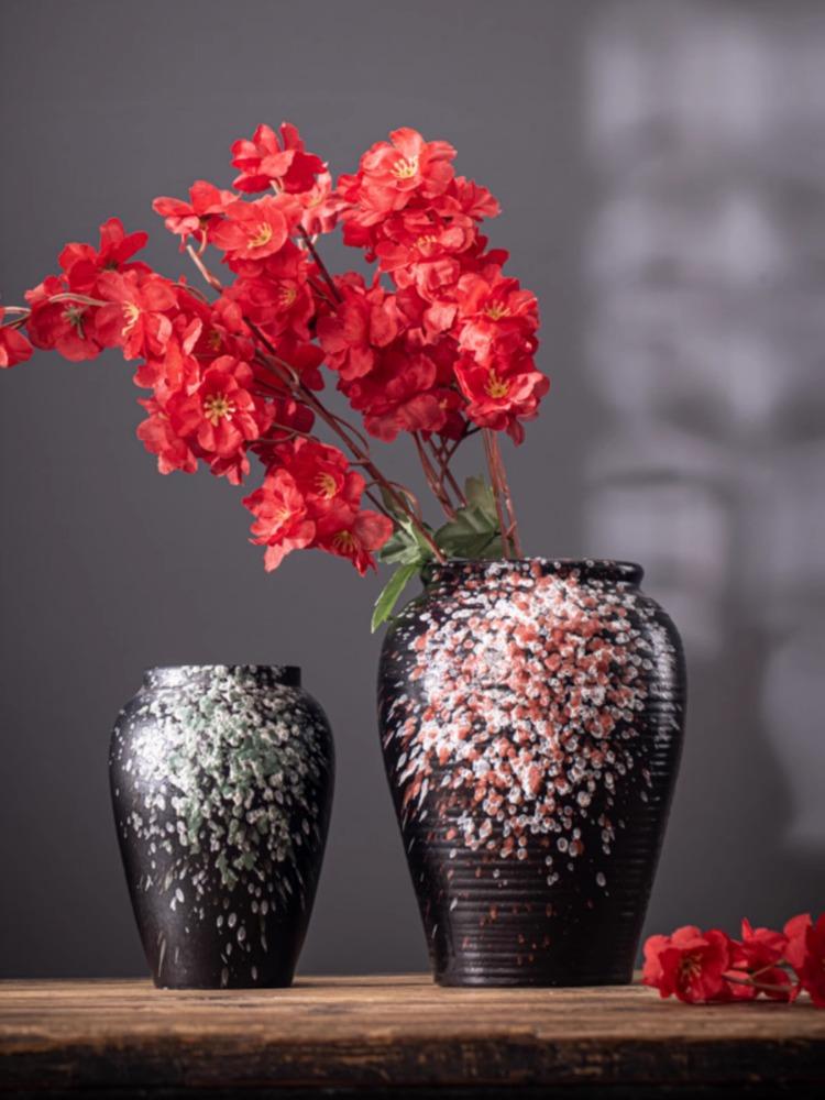 Chinese Vintage Clay Pot Vase Creative Hydroponic Flower Arrangement Living Room Bookcase Dining Table Floral Vase Home Ornament