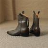 Women's low-heeled short boots autumn and winter new thick-heeled comfortable large-size simple cowhide boots