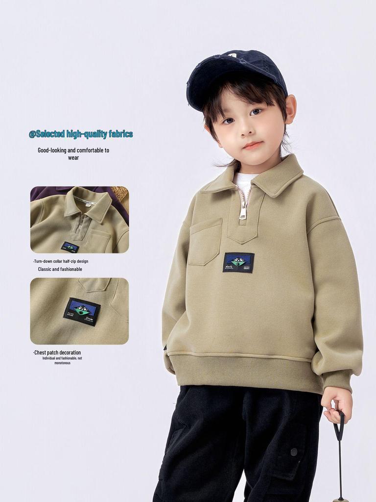 Jungen Sweatshirt mit Umlegekragen - 2025 Frühling/Herbst Mode, Langarm-Pullover für Kinder